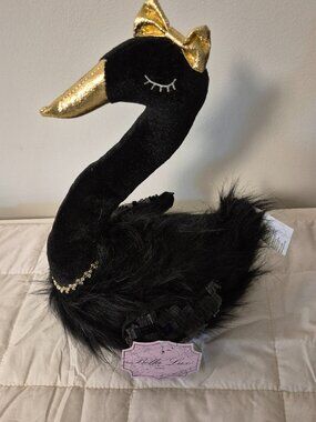 Bella Lux Princess Swan Sequin Black Wings Rhinestone Necklace Feathers NEW
